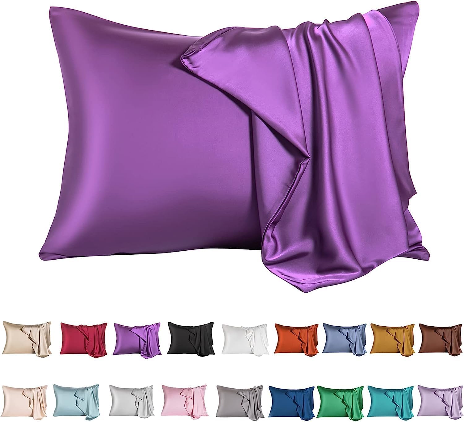 Mulberry Silk Pillowcase for Hair and Skin,Queen Size Cooling Silk Pillow Case with Hidden
