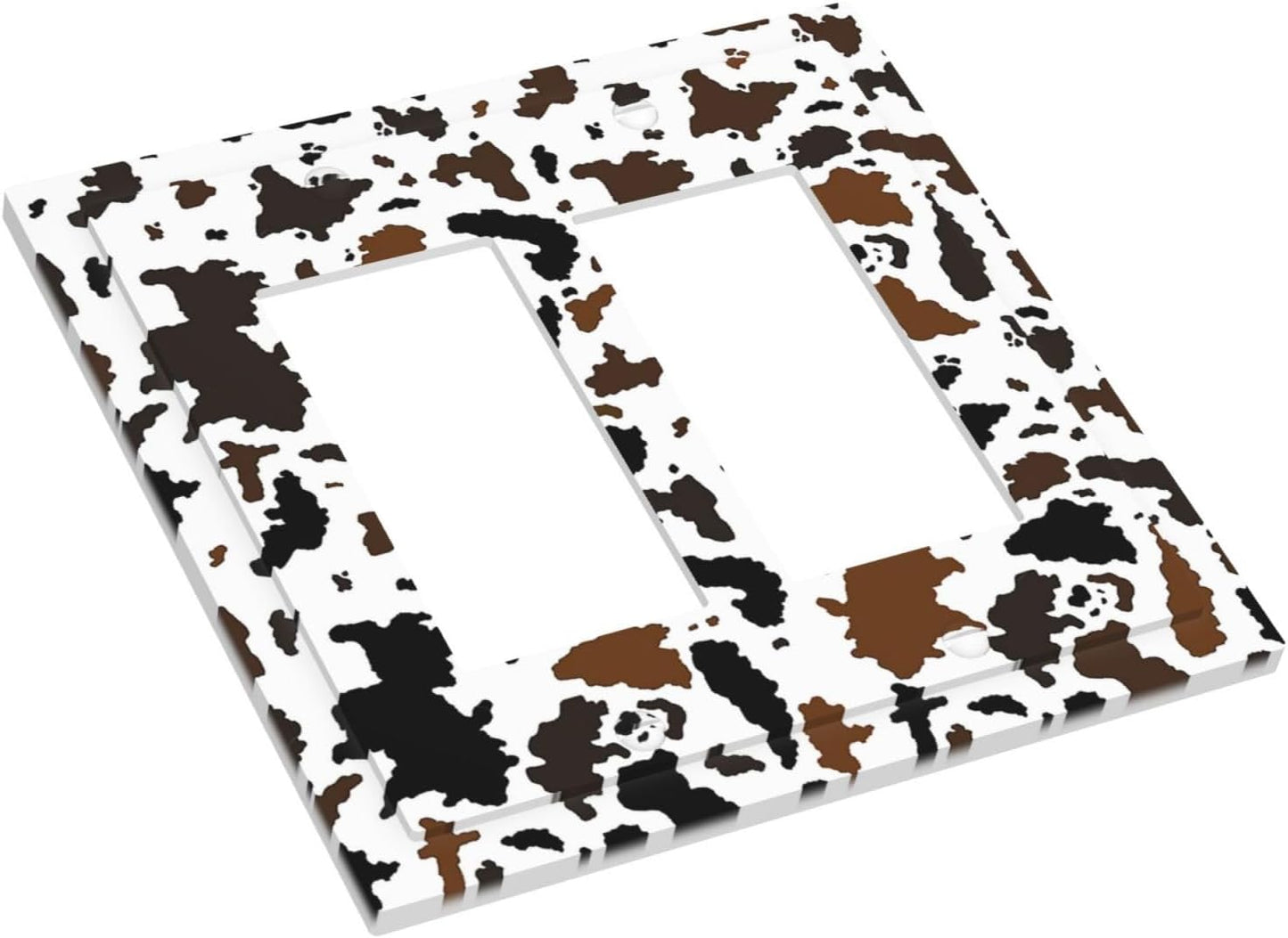 Decorative Outlet Covers Rustic Cowhide Highland Cow Milk Cow 2 Gang Double Gfci Rocker Electrical