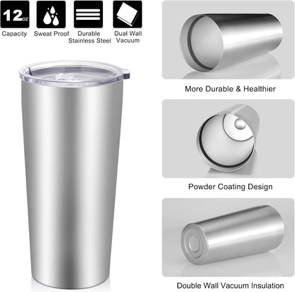 VEGOND 20oz Tumbler Bulk with Lid and Straw 12 Pack, Stainless Steel Vacuum Insulated Tumbler