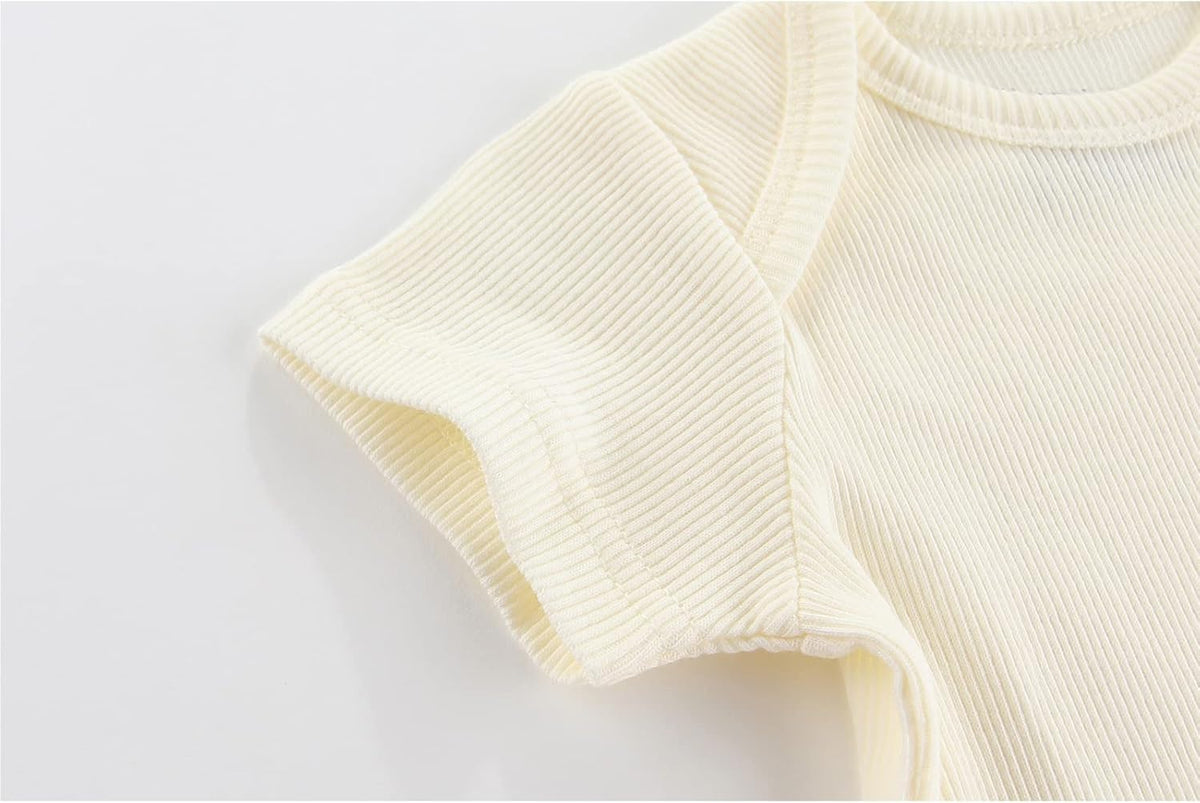 Newborn Baby Short Sleeve Bodysuit Cotton One-Piece Baby Clothes 5-Pack, 0-12 Months