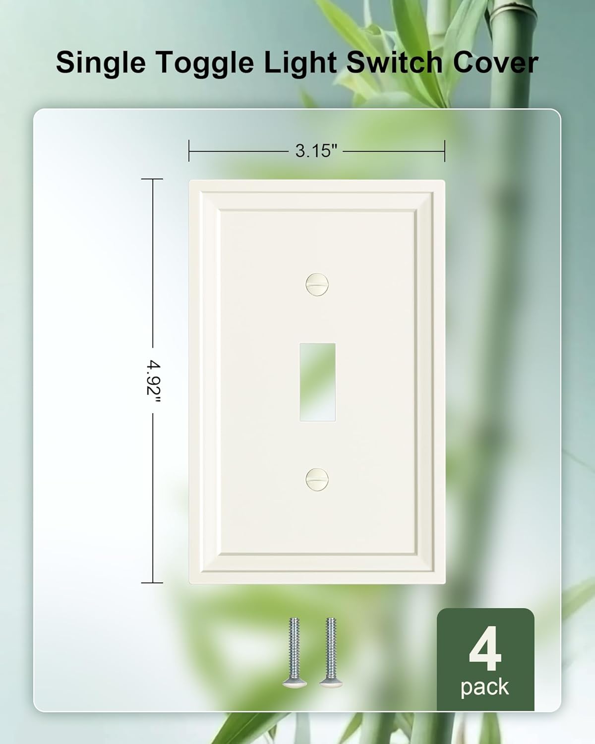 4-Pack Single Toggle Light Switch Covers Wall Plate, Light Almond Decorative Switch Plate Covers, 1