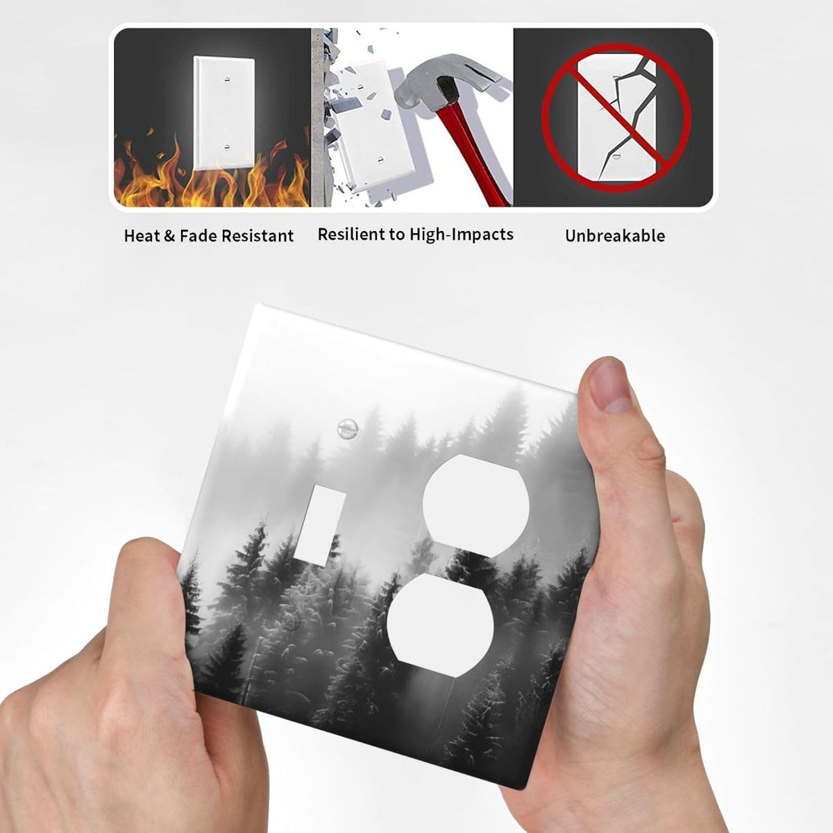 Foggy Forest Natural Scenery Retro Tree Pine Wallplates 1 Toggle 1 Duplex Switch Plate Electrical