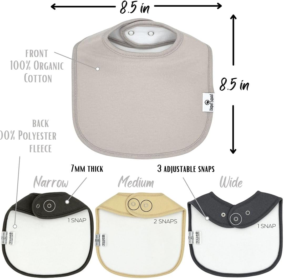 DiaperSquad's Baby Bibs for Drooling and Teething, Bibs for Boys, Baby Girl - Solid Cotton Baby