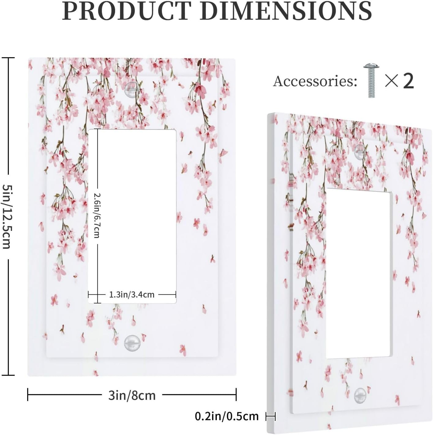 Decorative Outlet Covers Sakura Plant Floral Pink Flowers 1 Gang Single Rocker Light Switch Cover