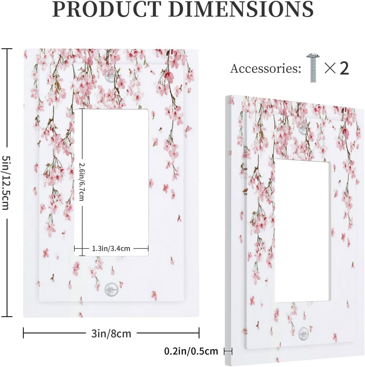 Decorative Outlet Covers Sakura Plant Floral Pink Flowers 1 Gang Single Rocker Light Switch Cover