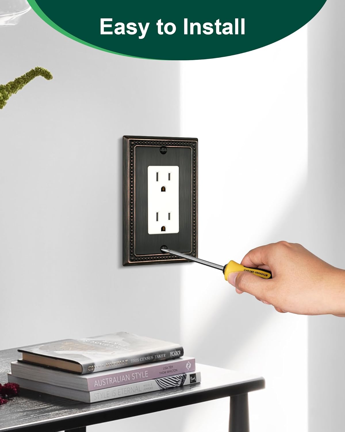 4-Pack Decorator Outlet Cover Plate, Decorative Switch Plates and Outlet Covers, Aged Bronze Metal