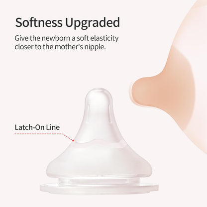 Pigeon Silicone Nipple (LL) with Latch-On Line, Natural Feel, 9+ Months, 4 Counts