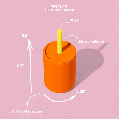 Avanchy Silicone Training Sippy Cup with Straw Lid – Tiny Cup for Babies 6+ Months to Toddlers 1