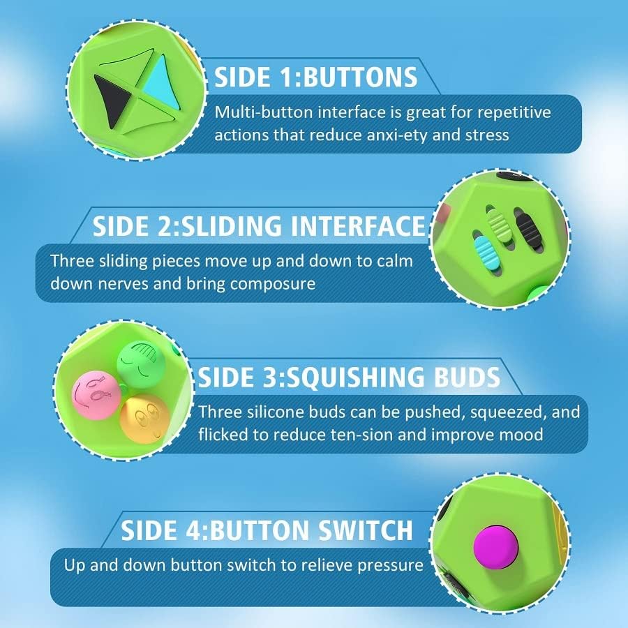 Fidget Dodecagon –12-Side Fidget Toys Cube Relieves Stress and Anxiety Anti depression cube for
