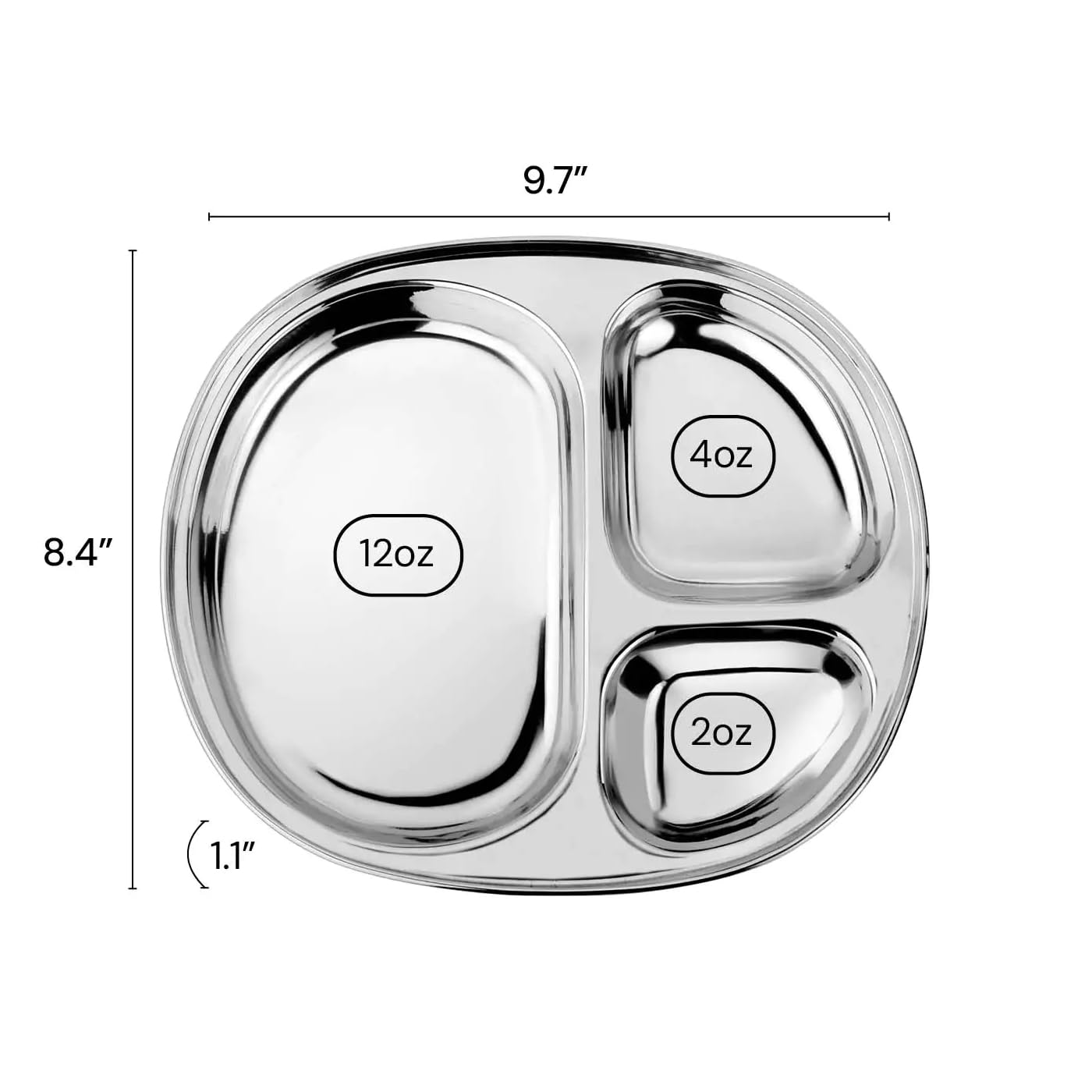 Ahimsa Stainless Steel Plates for Kids - Divided Plates for Toddlers, Pediatrician Designed, Non