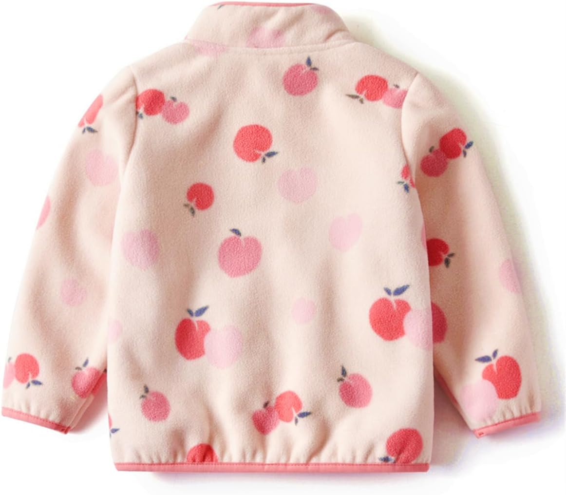 Kids Printed Polar Fleece Jacket Toddler Baby Boys Girls Autumn Winter Warm Sherpa Lining Outerwear
