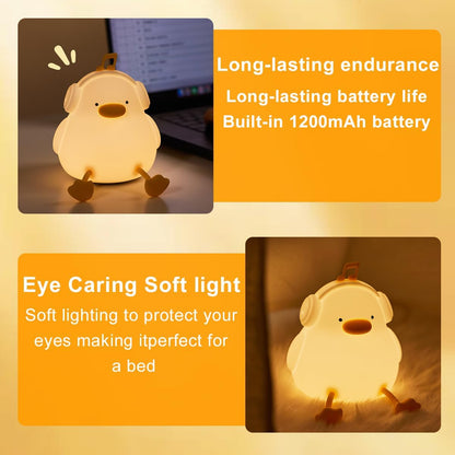 Duck Night Light, Squishy Silicone Nightlight for Baby Nursery with 30 Minutes Timer, Cute Duck