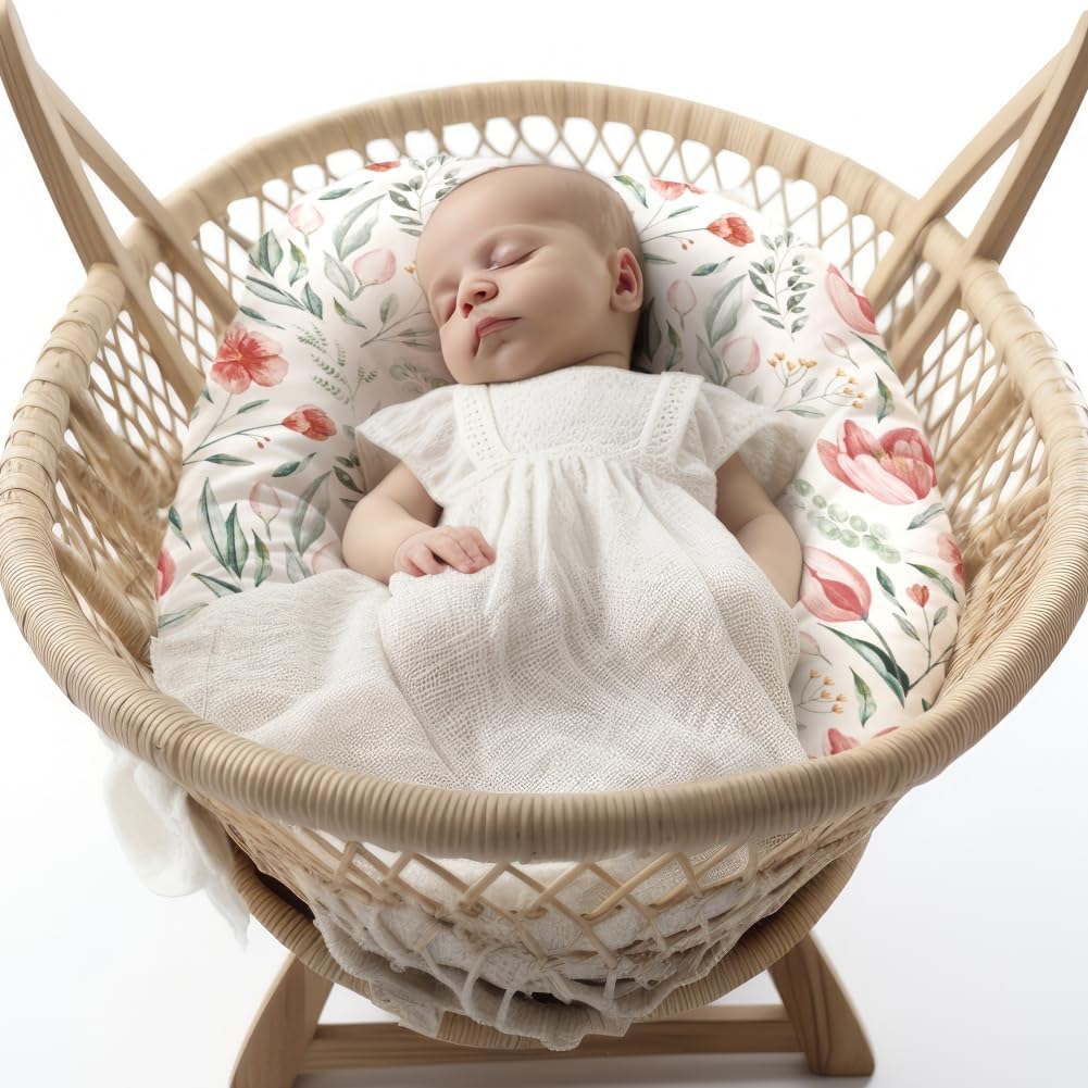 4 Pack Baby Girl Bassinet Sheets Set Soft Fitted Floral or Elephant Theme Baby Girl Mattress Covers