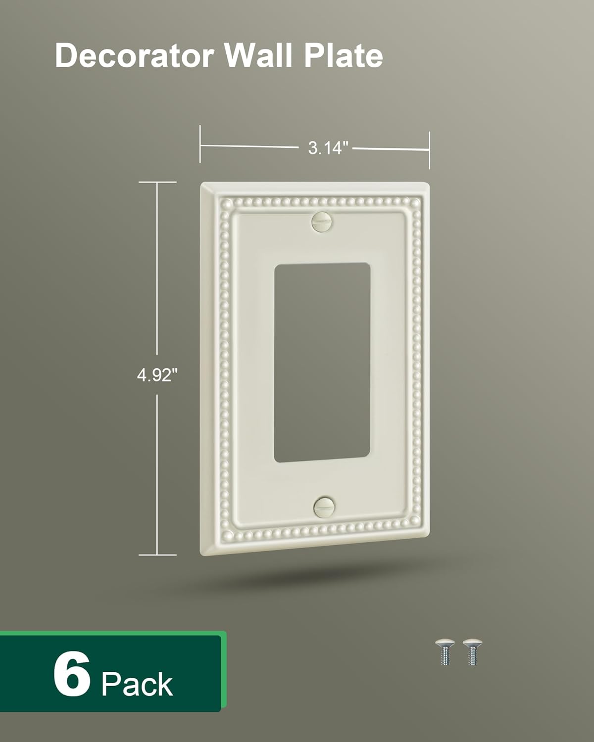 6-Pack Decorator Outlet Cover Plate, Decorative Switch Plates and Outlet Covers, Light Almond Metal