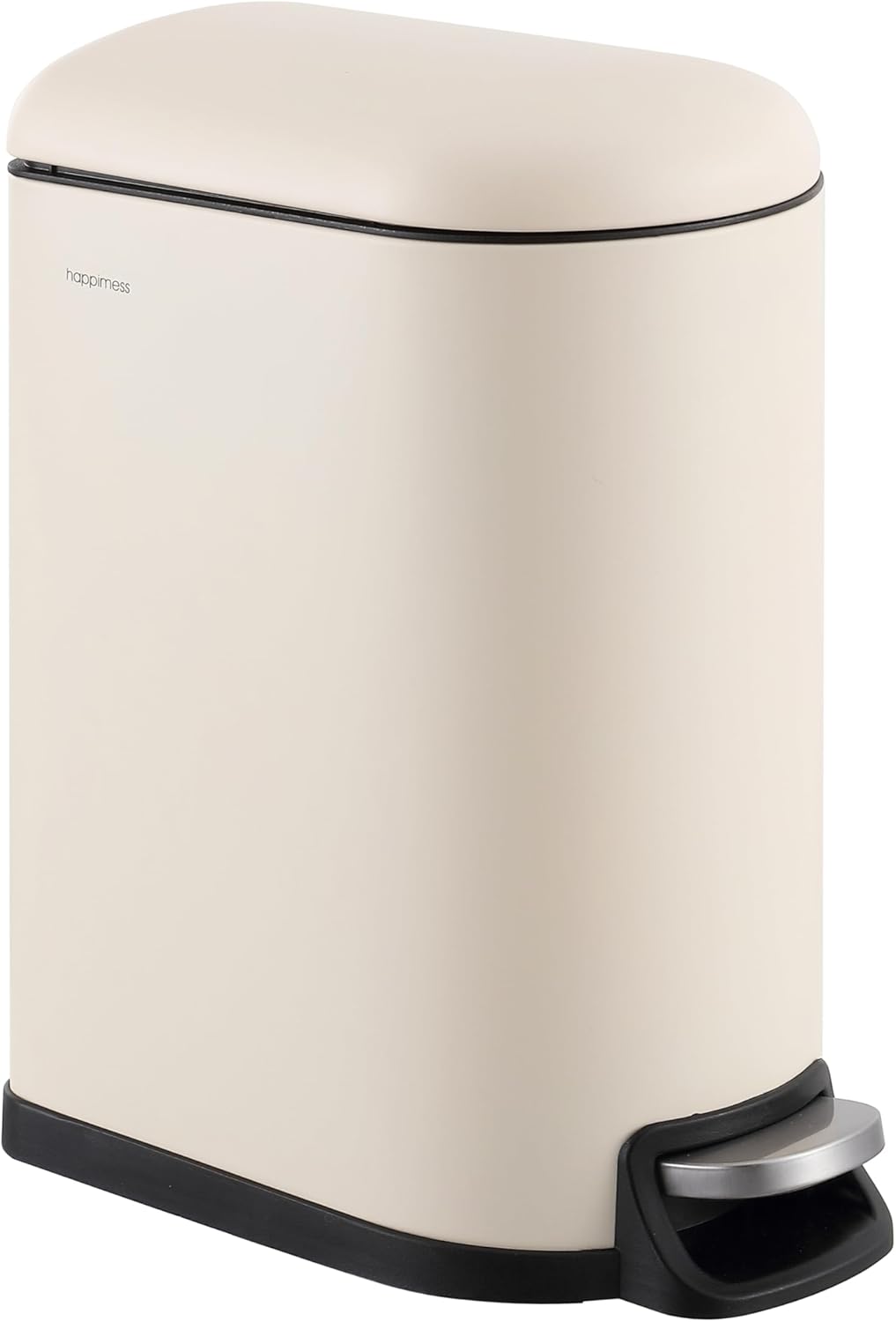 happimess HPM1009F Roland Mini 2.6-Gallon Step-Open Trash Can, Limestone Beige,with Soft-Close Lid