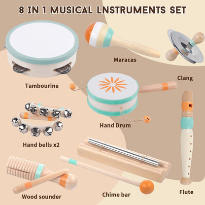 Toddlers Musical Instruments-Baby Montessori Wooden Musical Toys for Toddlers 1-3 Year Old,Kids
