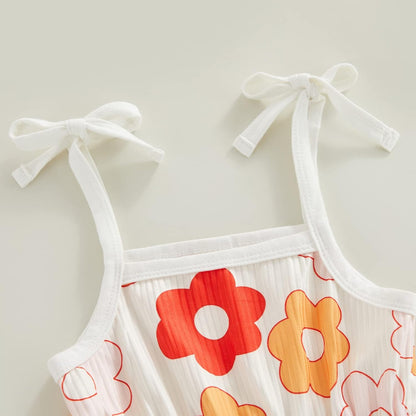 WZTYYDS Toddler Baby Girl Summer Clothes Floral Romper Tie-Up Strap Halter Jumpsuit Infant Summer