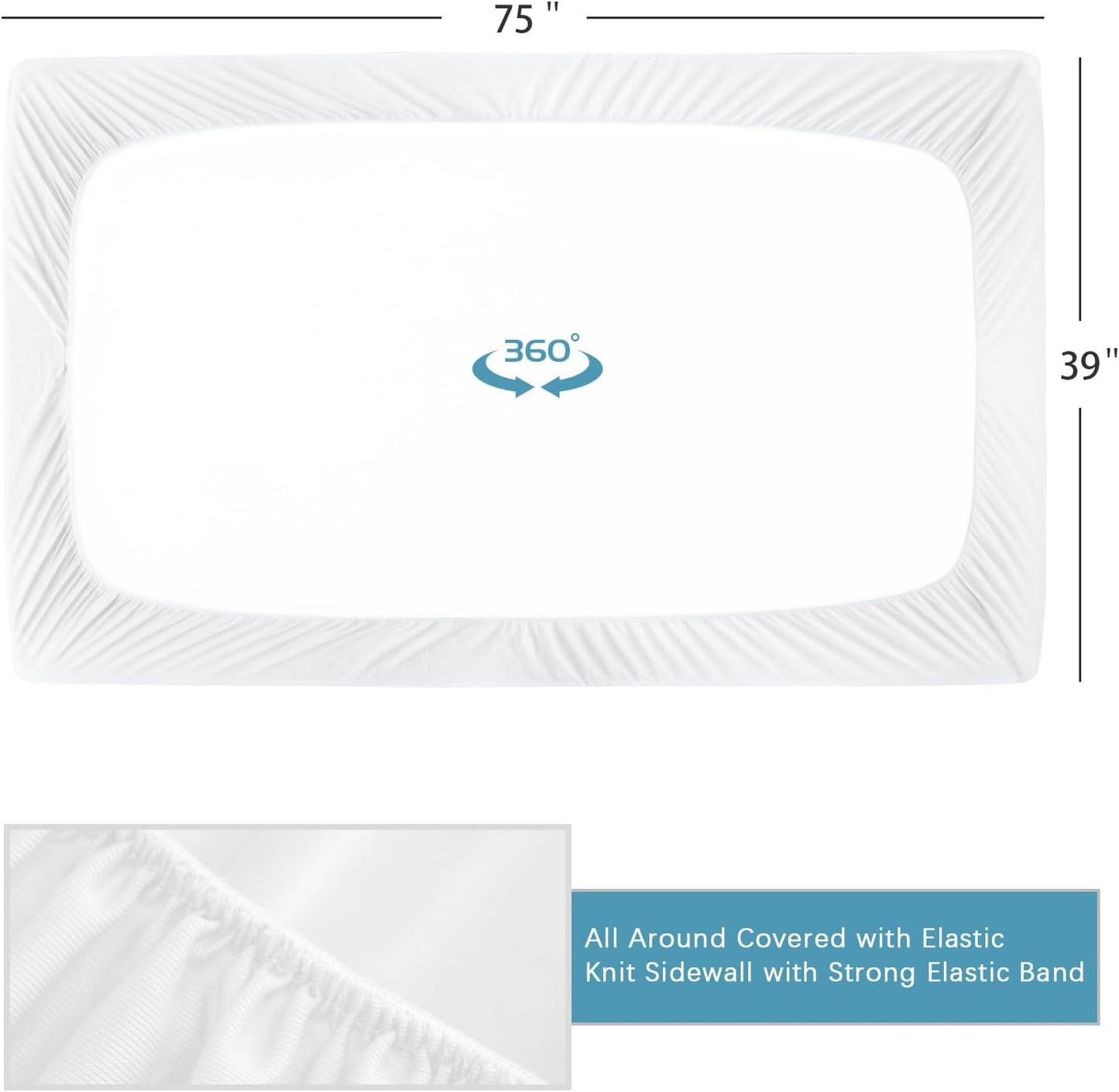 2 Pack Twin Mattress Protector Waterproof, Noiseless & Soft Coverage Mattress Fitted Sheet Twin