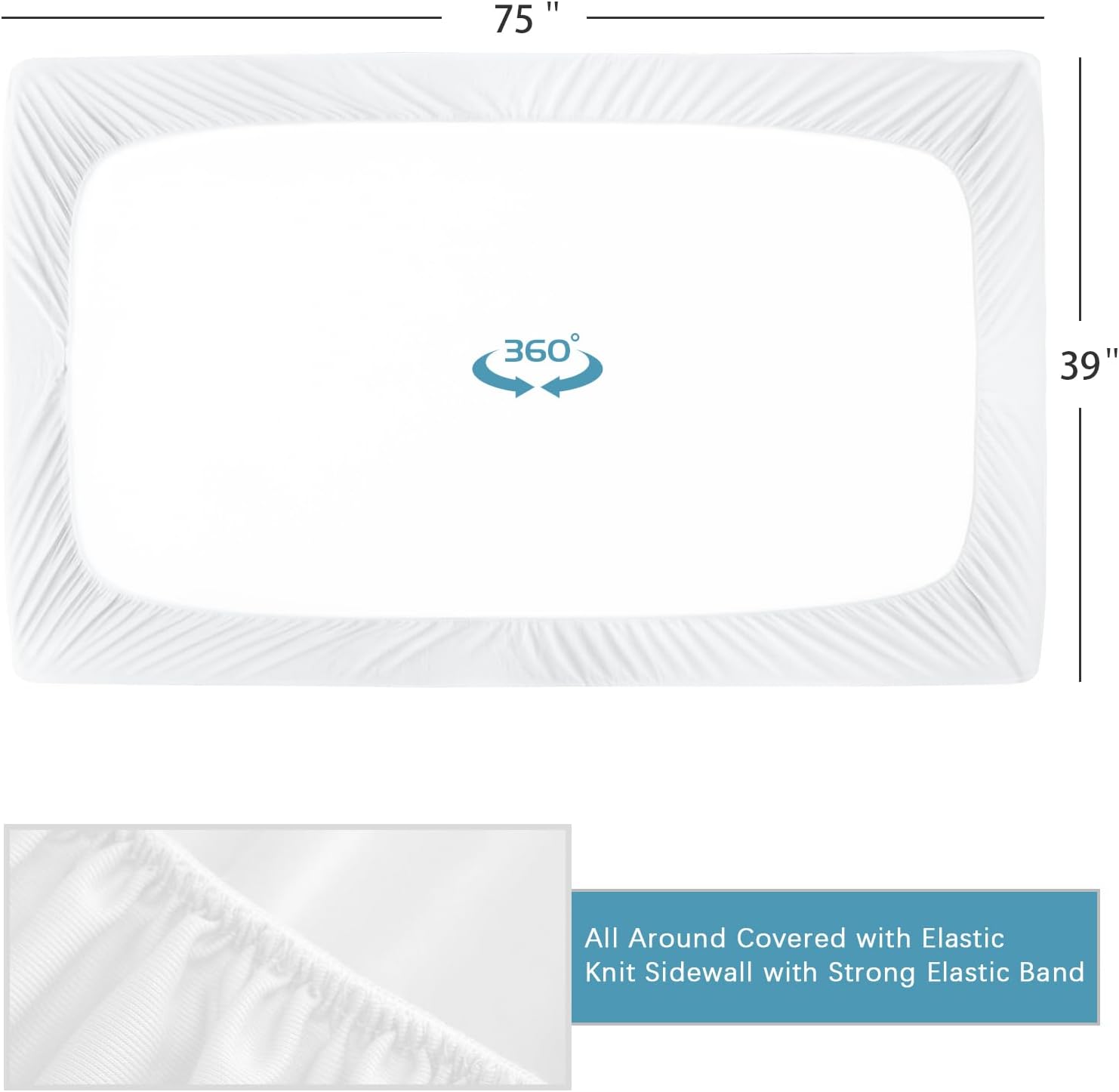 2 Pack Twin Mattress Protector Waterproof, Noiseless & Soft Coverage Mattress Fitted Sheet Twin