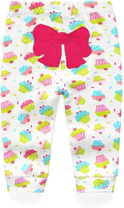 Unisex Newborn Baby Cotton 4-Pack Pants Embroidery Pringting Casual Leggings 0-24 Months for Boys