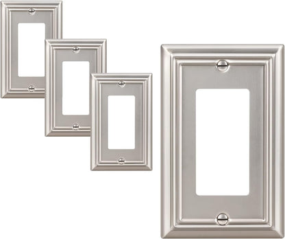 DEWENWILS 4-Pack Metal Wall Outlet Cover, Decorator Wall Plates for Receptacle, GFCI Outlet, Dimmer