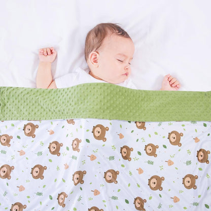Baby Blanket for Boys Girls Soft Minky with Double Layer Dotted Backing, Cartoon Printed 30 x 40