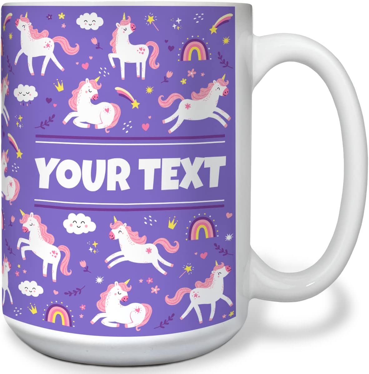 Personalized Mug for Kids - Purple Unicorn - Custom Name/Text, Ceramic Hot Chocolate/Cocoa/Coffee