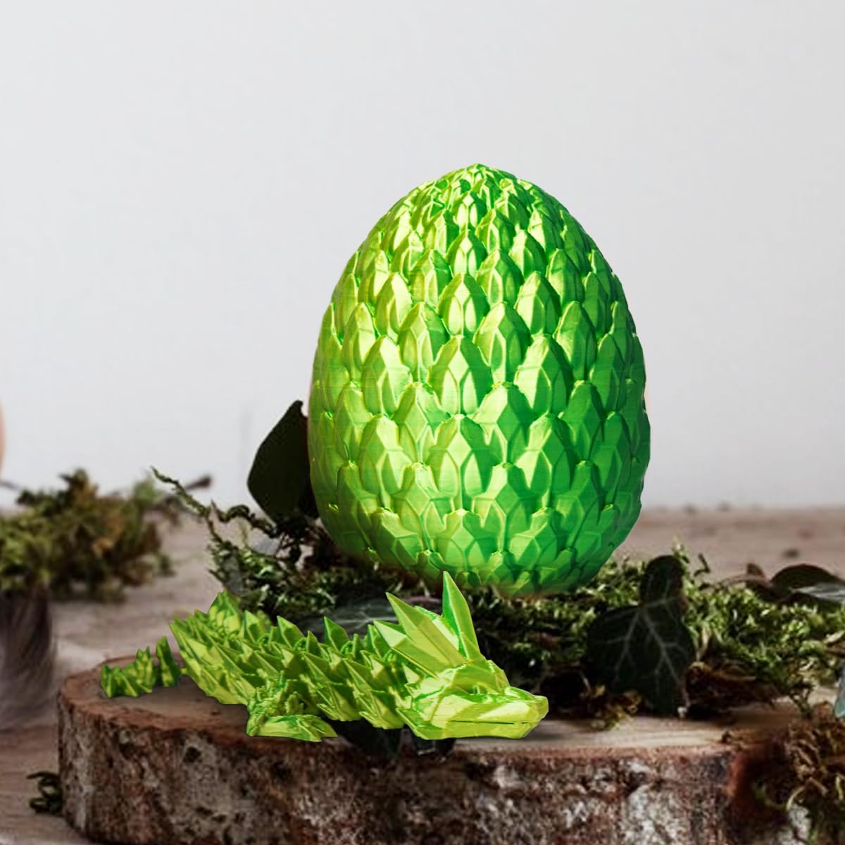 3D Printed Dragon in Egg, Beautiful Flexible Crystal Dragon Figurine Decor, Gifts for Adults and