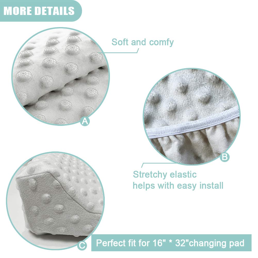Owlowla Changing Pad Cover, Soft Minky Dots Changing Table Sheets for Baby Boy and Girl(Silver Gray)