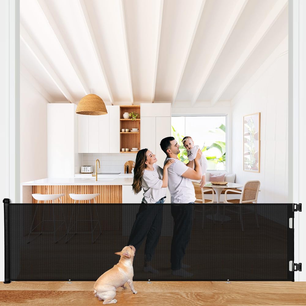 COMOMY 118" Retractable Baby Gates Extra Wide, Retractable Dog Gate for Large Openings, Extra Long
