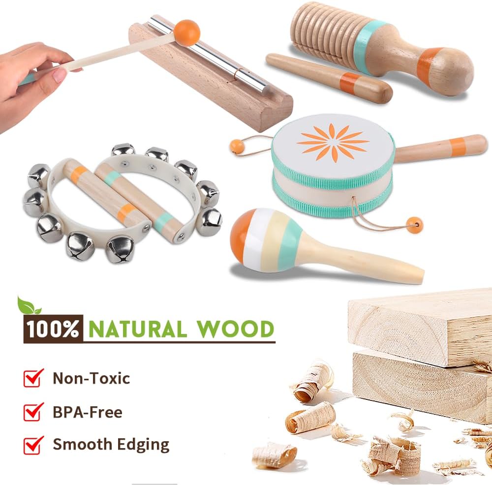 Toddlers Musical Instruments-Baby Montessori Wooden Musical Toys for Toddlers 1-3 Year Old,Kids