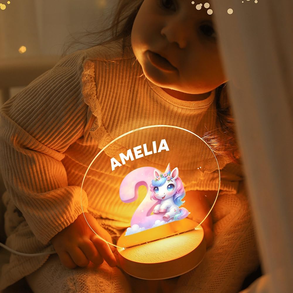callie Acrylic Night Light Name Plate Personalized, Custom Cute Dinosaur Car with Wooden Base