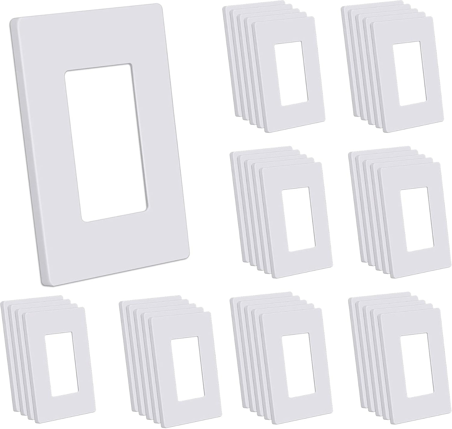 CML Screwless Wall Plates, 40 Pack Decorator Light Switch Covers, 1-Gang Decor Outlet Switch Plate