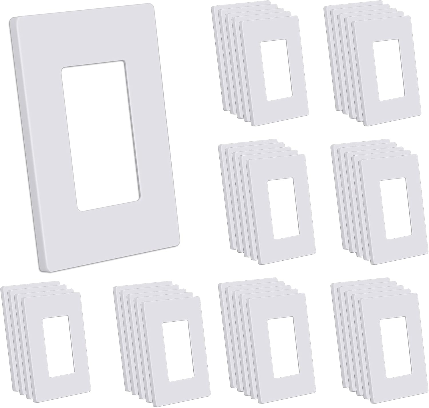 CML Screwless Wall Plates, 40 Pack Decorator Light Switch Covers, 1-Gang Decor Outlet Switch Plate