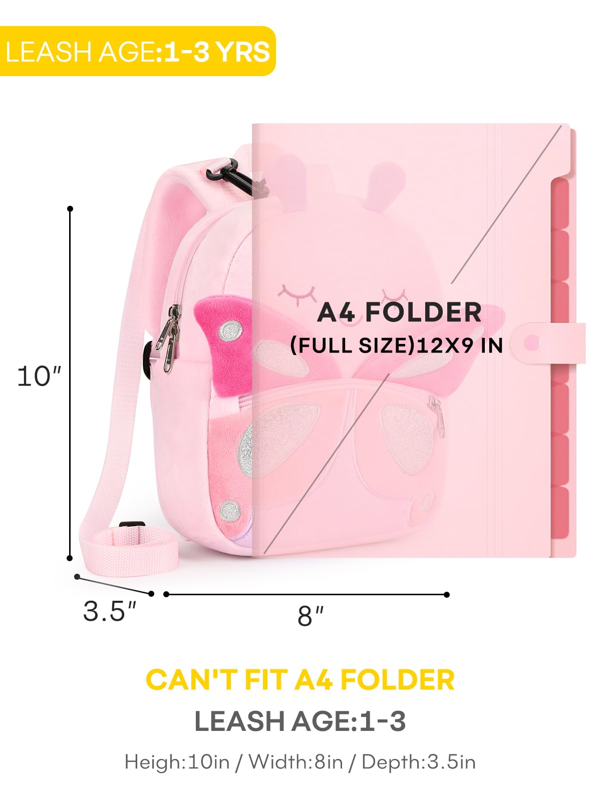 mibasies Toddler Backpacks for Girls 2-4: Cute Butterfly Plush Backpack -3D Animal Cartoon Mini