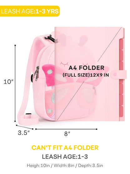 mibasies Toddler Backpacks for Girls 2-4: Cute Butterfly Plush Backpack -3D Animal Cartoon Mini