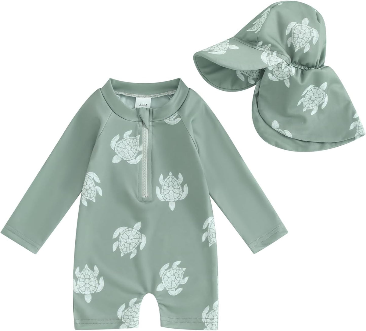 Hnyenmcko Baby/Toddler Boy Rash Guard Swimsuit Long Sleeve One Piece Zipper Swimwear Sunsuit Infant