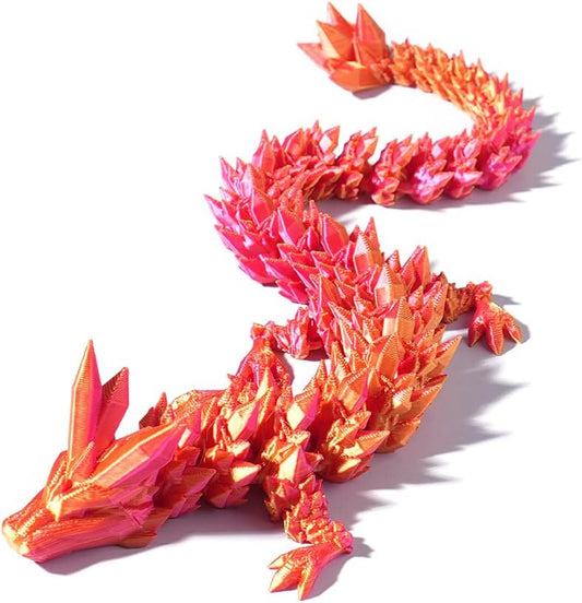 12" 3D Printed Dragon, Articulated Dragon, Crystal Dragon, Dragon Fidget Toy, Home Office Decor