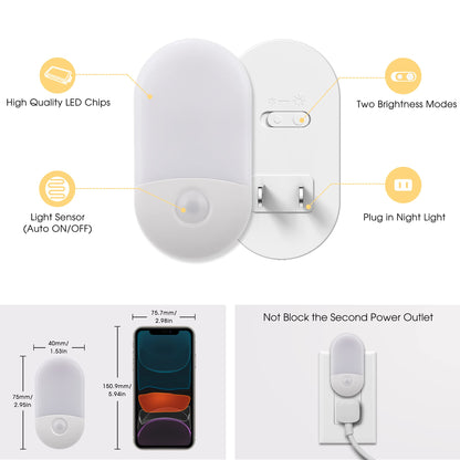 L LOHAS LED Night Lights Plug into Wall, [2 Pack] LED Dimmable Night Light