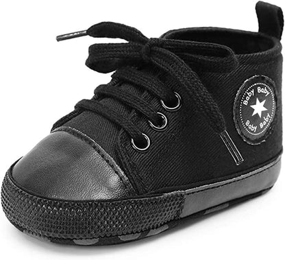 Unisex Baby Girls Boys Canvas High-top Shoes, Newborn Infant Anti-Slip Soft Sole Frist Walking