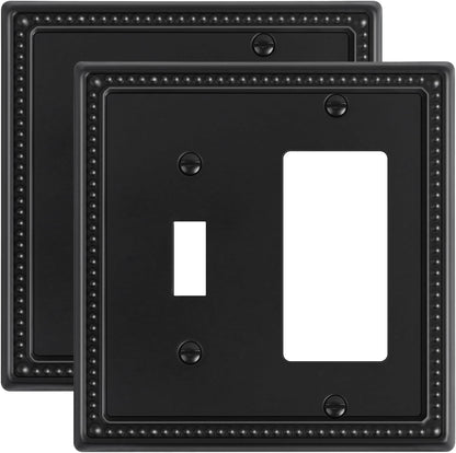 2-Pack Combo Toggle/Decorator Light Switch Cover Plate, Pearls Decorative Electrical Outlet Covers