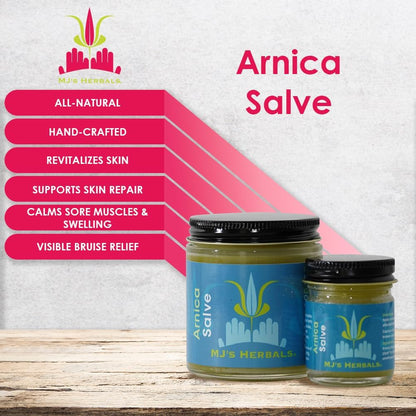 MJ’s Herbals Arnica Salve | Organic, Maximum Strength, Immediate Relief for Sore Muscles & Feet |