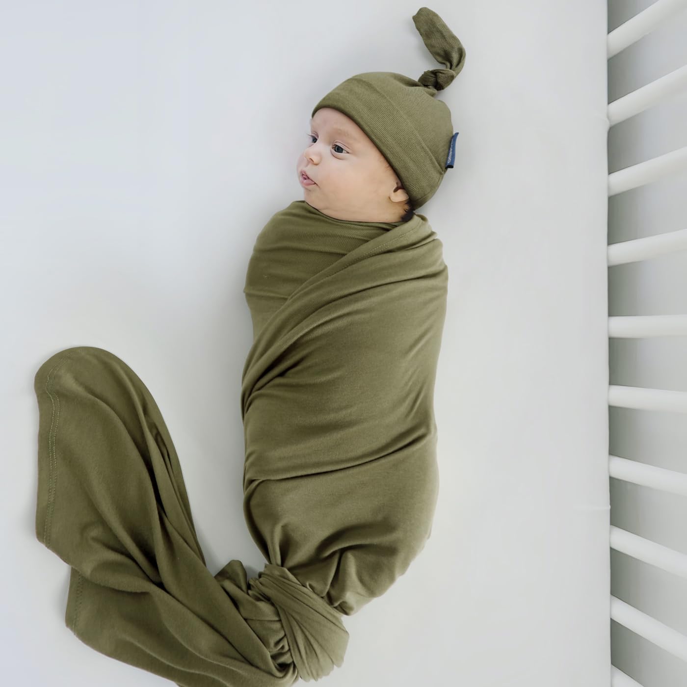 GRSSDER Newborn Swaddle Blanket, Ultra Soft Jersey Receiving Blanket with Matching Headband and