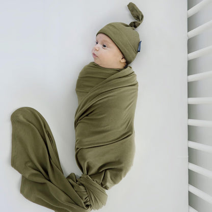 GRSSDER Newborn Swaddle Blanket, Ultra Soft Jersey Receiving Blanket with Matching Headband and