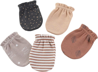 5 Pack Unisex New Born Boy Girls No Scratch Mittens Cotton Soft Baby Gloves Accessory 0-3 Months
