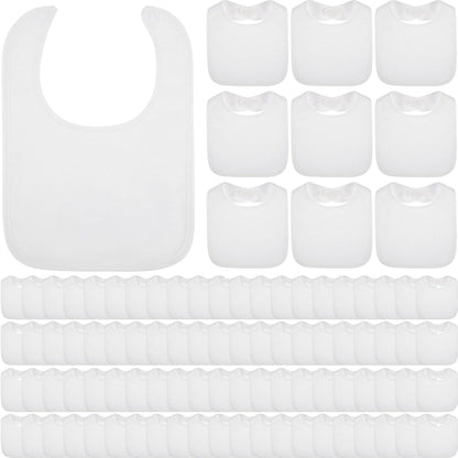 Toulite 100 Pcs White Bibs for Baby Washable Reusable Waterproof Cotton Feeder Bibs with Double