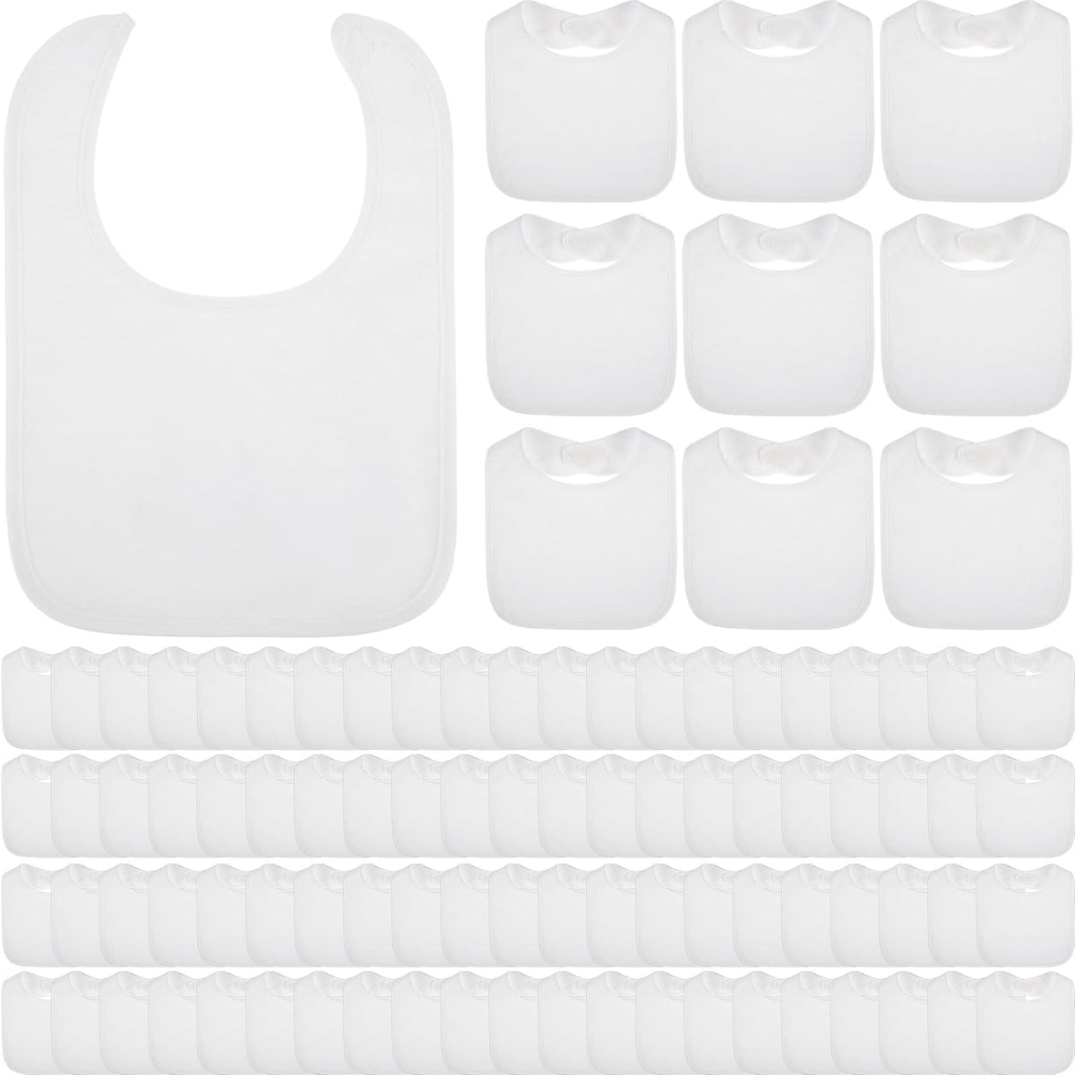 Toulite 20 Pcs White Bibs for Baby Washable Reusable Waterproof Cotton Feeder Bibs with Double