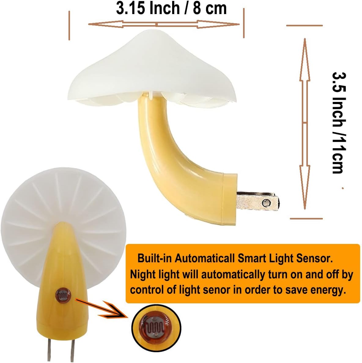 AUSAYE 4 Pack Plug in Night Light, Mushroom Light LED Nightlights for Kids, Adults, Bedroom