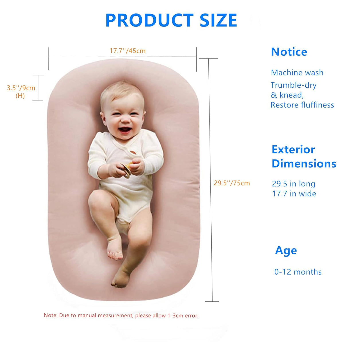 Baby Lounger Play Mat,Baby Lounger for Newborn Tummy Time for Baby in Bed,0° Angle Newborn Lounger