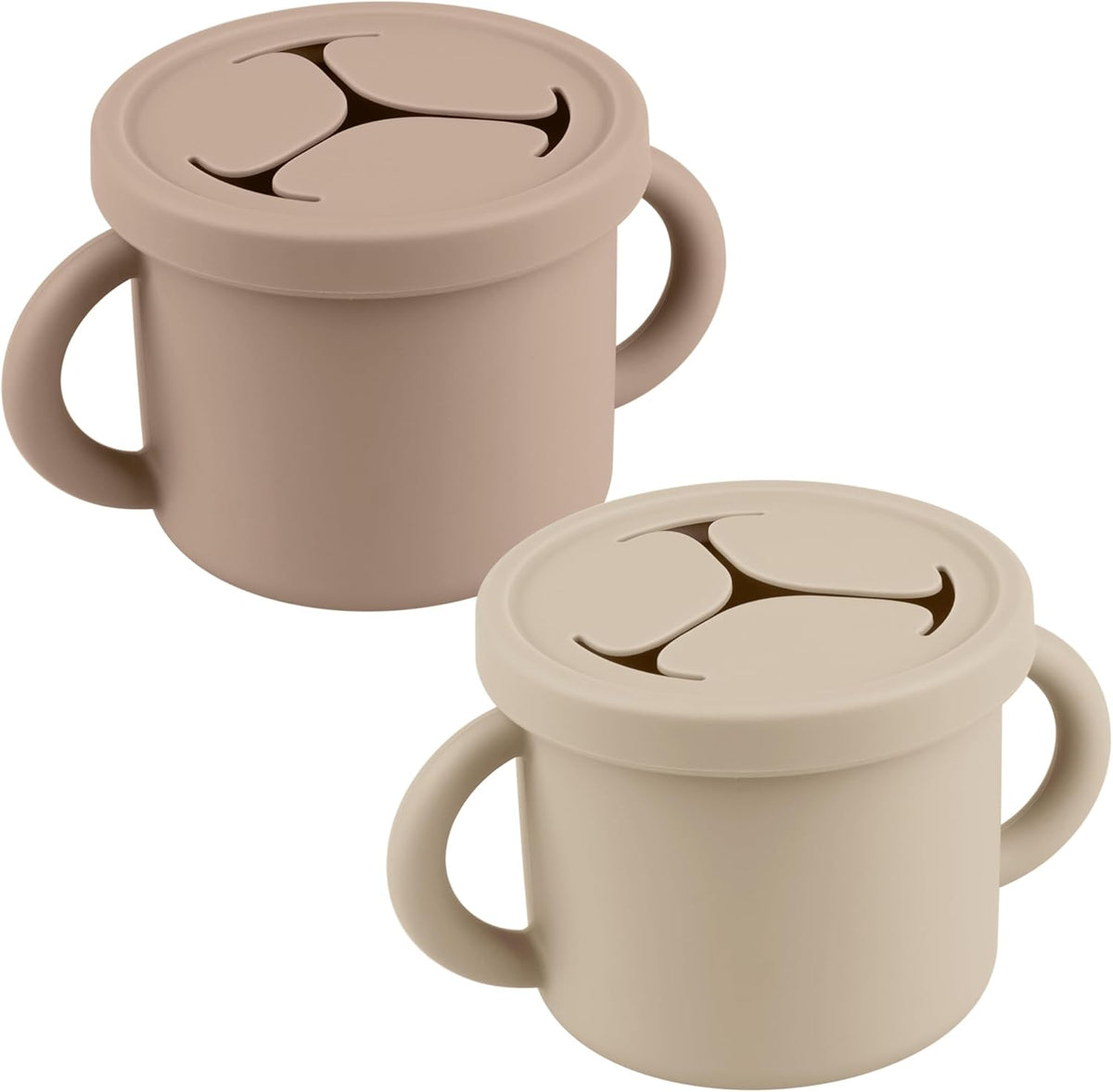 Snack Containers for Toddlers, Kids - 2 Pack Food Grade Silicone Snack Cups with Grip Handle